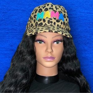 Leopard Furry Letter Mama Cap